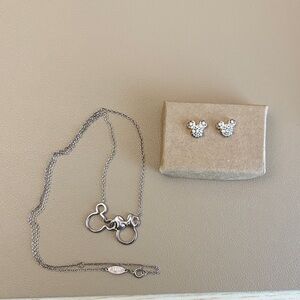 Disney Silver Mickey Mouse Outline Necklace